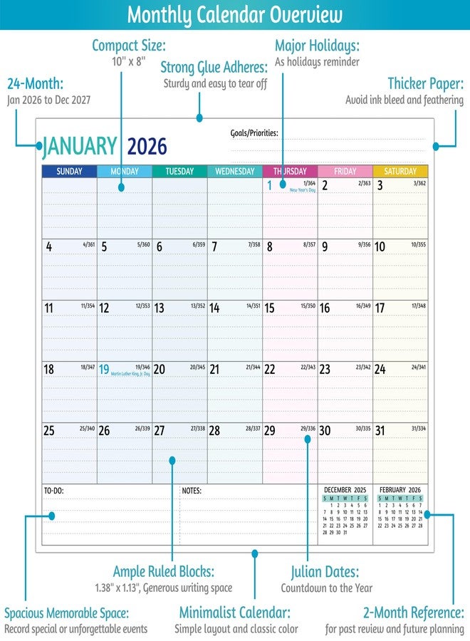 BowCuk 2026-2027 Magnetic Calendar for Refrigerator - 2 Year Calendar from Jan 2026 - Dec 2027, 8 x 10 In, 24 Monthly Magnetic Fridge Planner with Strong Magnets, Thick Paper, Ample Space for Easy Planning - Image 3
