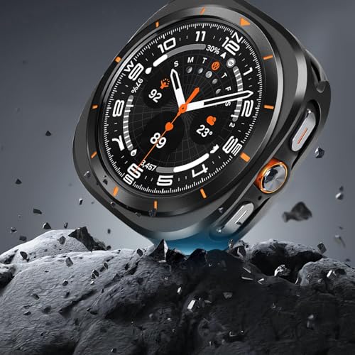 Suphart Metal Cases Compatible with Samsung Galaxy Watch Ultra (2025/2024) 47mm Case, Stainless Steel Protective Cover Rugged Bumper with Back Frame for Galaxy Watch Ultra, Black/Orange - Image 4