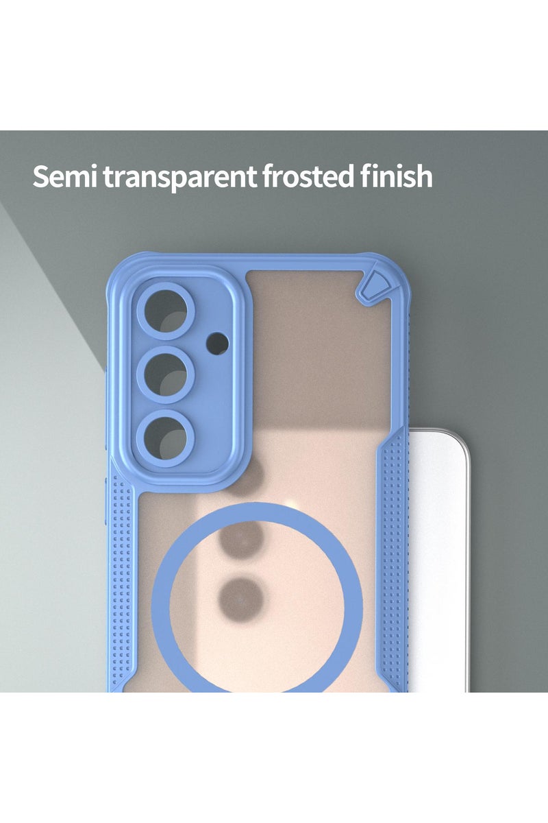 Cover For Samsung Galaxy S24 FE Armor Glaze MagSafe Magnetic Phone Case Raised edges around the screen and camera lens help prevent scratches - Blue - Image 4