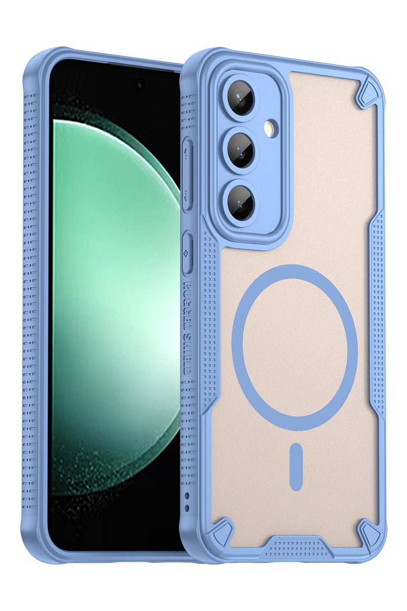 Cover For Samsung Galaxy S24 FE Armor Glaze MagSafe Magnetic Phone Case Raised edges around the screen and camera lens help prevent scratches - Blue - Image 1