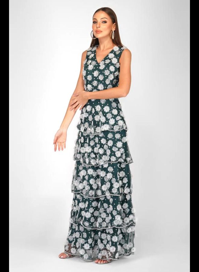 MISSTRANGE Veronica Organza Floral Dress - Image 1