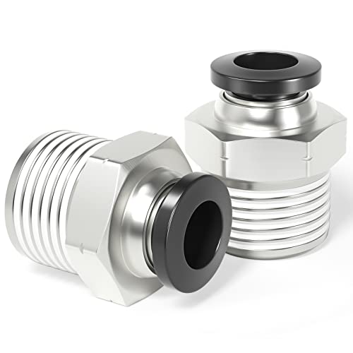 TAILONZ PNEUMATIC Male Straight 1/4 Inch Tube OD x 3/8 Inch NPT Thread Push to Connect Fittings PC-1/4-N3 (Pack of 2) - Image 1