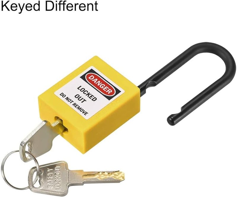 Lockout Tagout Safety Padlock Yellow Nylon Shackle 2 Pieces 1 1 2 Inch - Image 3