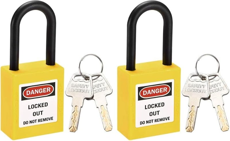 Lockout Tagout Safety Padlock Yellow Nylon Shackle 2 Pieces 1 1 2 Inch - Image 1