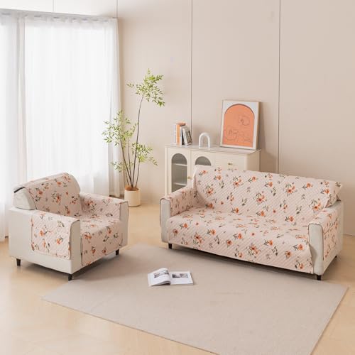 House of Quirk Polyester Sofa Cover Mat - Anti-Slip, Waterproof Couch Protector for Pets - Machine Washable Furniture Protector (Desert Flower, 175x210cm, Four Seater) - Image 5