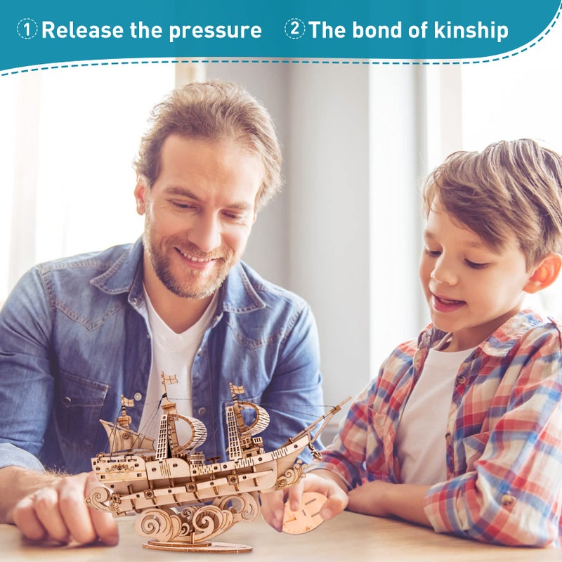 RoWood 3D Wooden Puzzle for Adults, Vintage Wooden Watercraft Model Kit to Build, Best Gift Ideas - Sailling Ship - Image 3