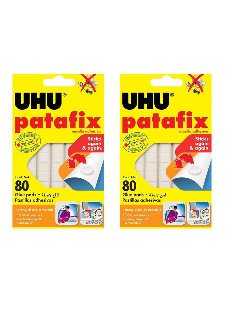 UHU - 80-Pieces Patafix Glue Pads White Color Pack Of 2 - Image 1