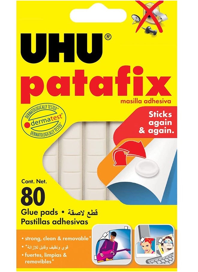 UHU - 80-Pieces Patafix Glue Pads White Color Pack Of 2 - Image 1