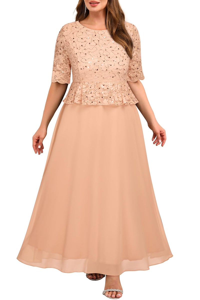 Talisea Mother of The Bride Dresses Plus Size Champagne Formal Wedding Guest Evening Gowns Sequin Lace Bodice Long Dress Women - Image 1