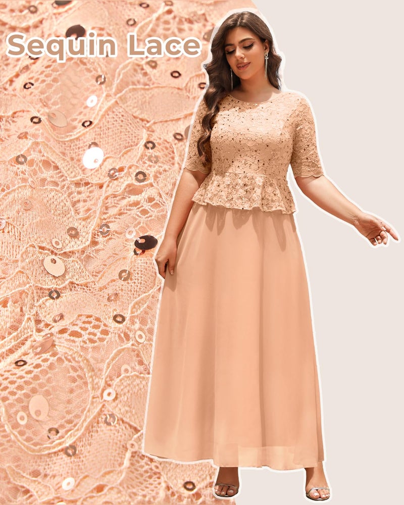 Talisea Mother of The Bride Dresses Plus Size Champagne Formal Wedding Guest Evening Gowns Sequin Lace Bodice Long Dress Women - Image 4