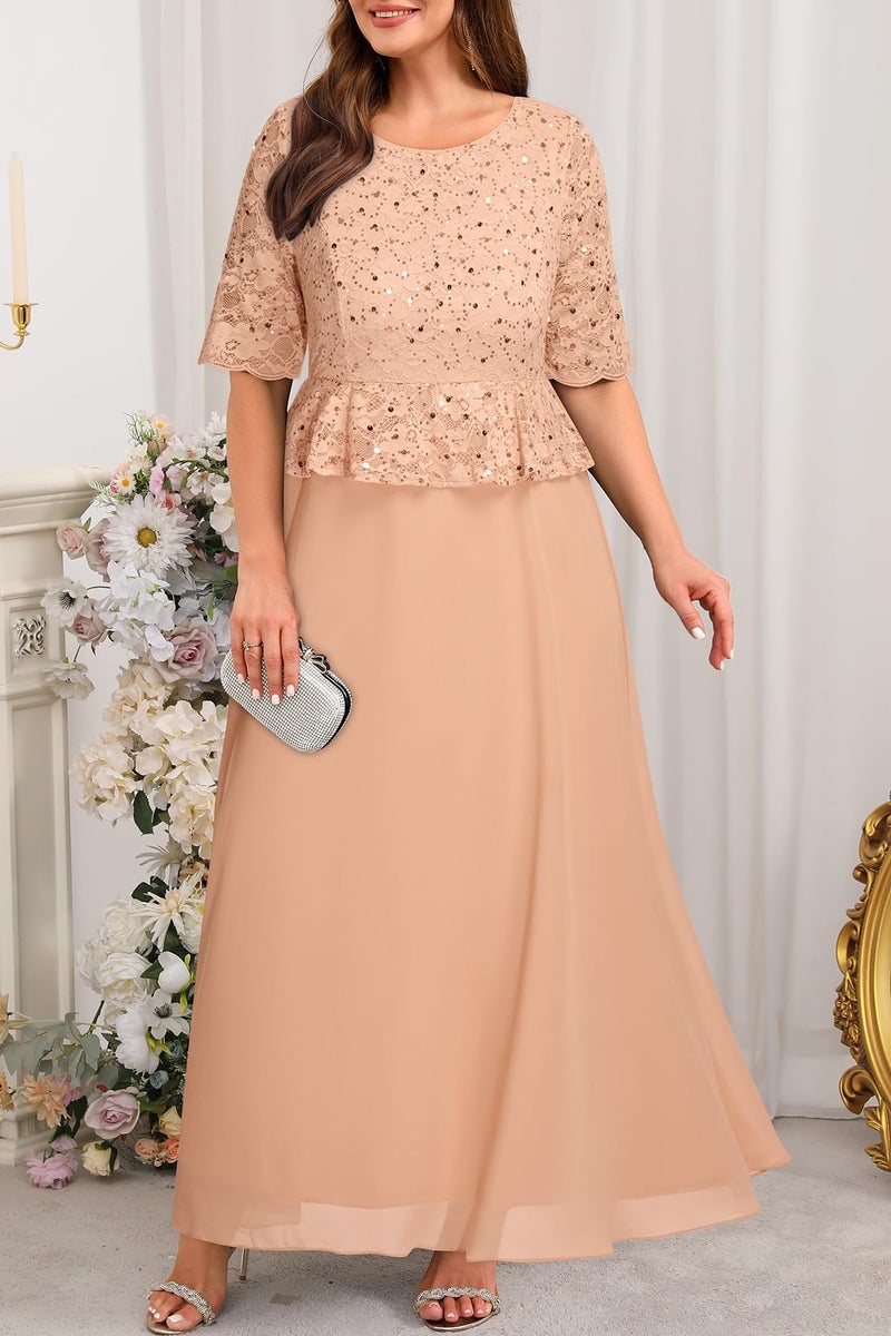 Talisea Mother of The Bride Dresses Plus Size Champagne Formal Wedding Guest Evening Gowns Sequin Lace Bodice Long Dress Women - Image 2