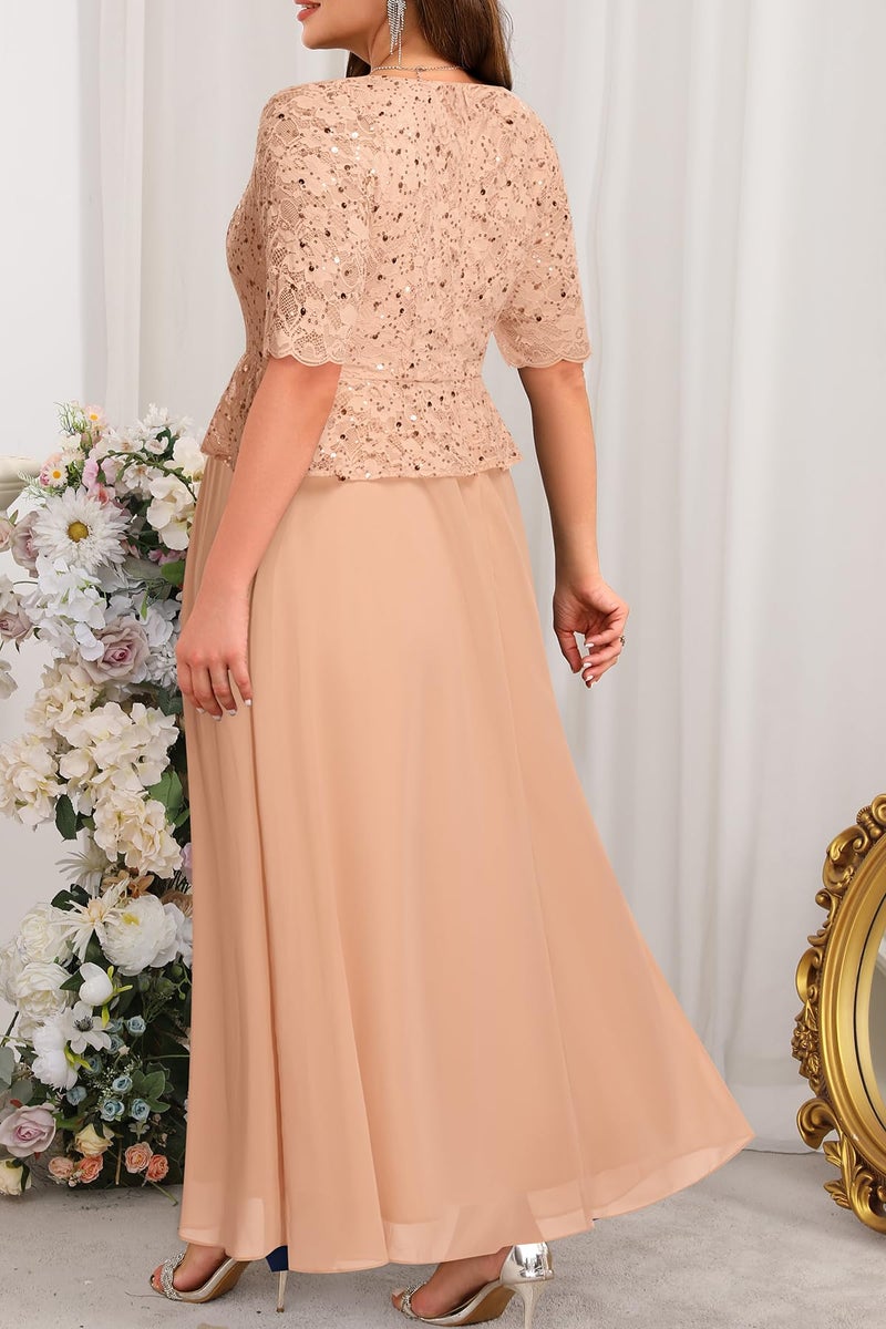 Talisea Mother of The Bride Dresses Plus Size Champagne Formal Wedding Guest Evening Gowns Sequin Lace Bodice Long Dress Women - Image 3