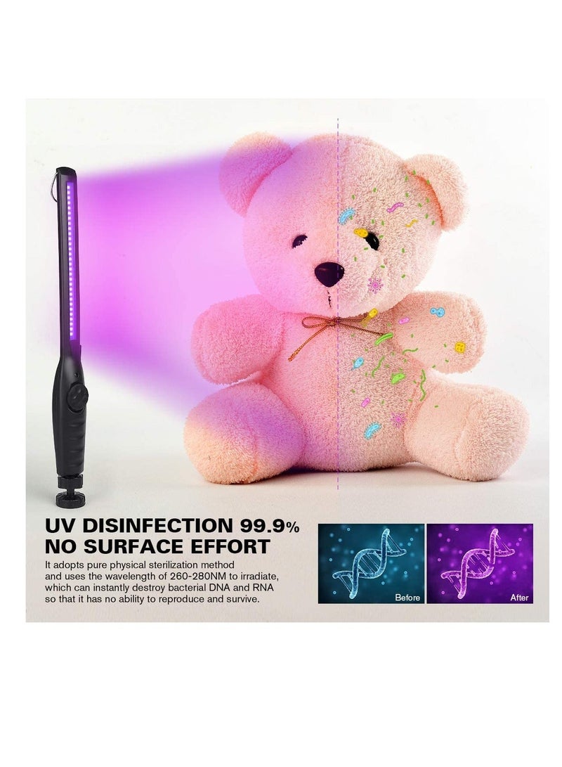 مطهر ضوء UV، مصباح تعقيم ضوء UV محمول، مطهر ضوء فوق بنفسجي قابل لإعادة الشحن عبر USB، للمنزل والفندق والسفر والسيارة يقتل 99% من الجراثيم والفيروسات والبكتيريا، عصا مطهر ضوء UV - Image 3