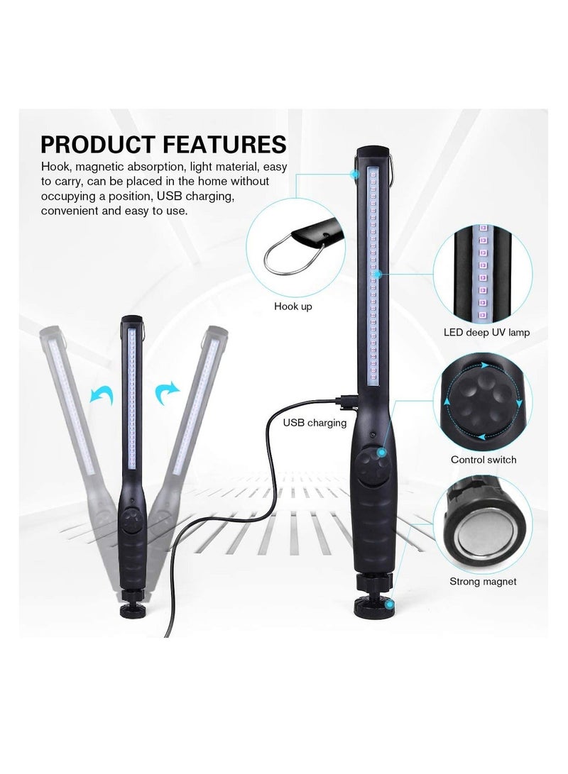 مطهر ضوء UV، مصباح تعقيم ضوء UV محمول، مطهر ضوء فوق بنفسجي قابل لإعادة الشحن عبر USB، للمنزل والفندق والسفر والسيارة يقتل 99% من الجراثيم والفيروسات والبكتيريا، عصا مطهر ضوء UV - Image 4