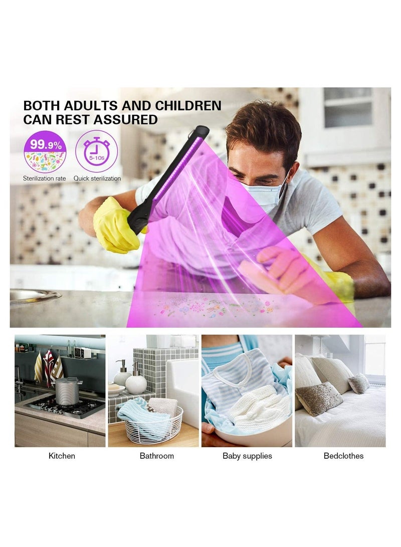 مطهر ضوء UV، مصباح تعقيم ضوء UV محمول، مطهر ضوء فوق بنفسجي قابل لإعادة الشحن عبر USB، للمنزل والفندق والسفر والسيارة يقتل 99% من الجراثيم والفيروسات والبكتيريا، عصا مطهر ضوء UV - Image 5