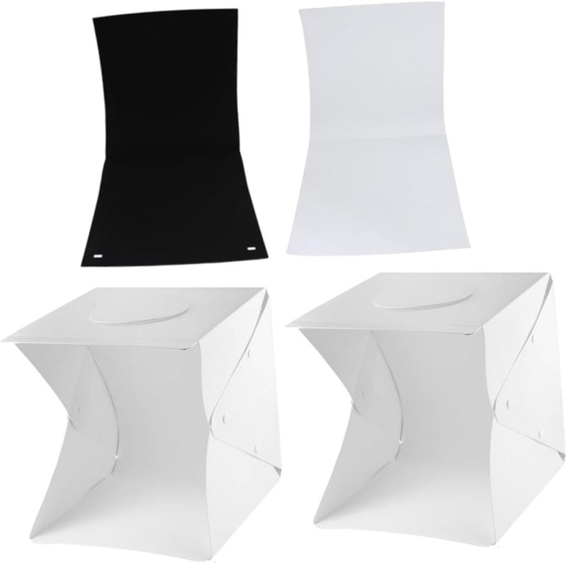 Portable 30cm LED Light Box Kit with Soft Lighting, Photo Tent Photography Light Box with 2 Color Backdrops (Black White) for Product and Beginner Studio Use - Image 1