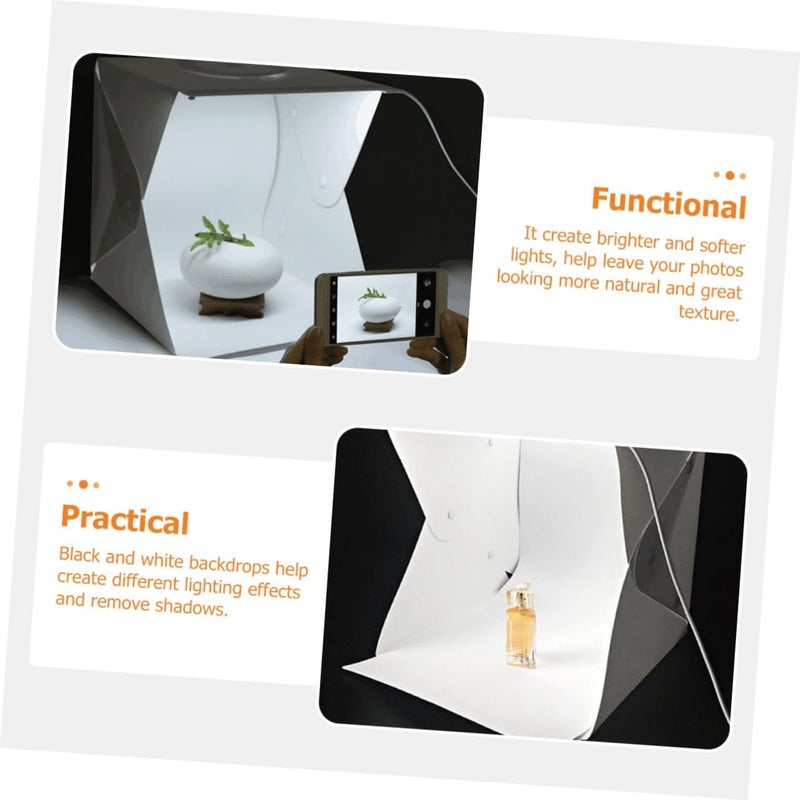 Portable 30cm LED Light Box Kit with Soft Lighting, Photo Tent Photography Light Box with 2 Color Backdrops (Black White) for Product and Beginner Studio Use - Image 3
