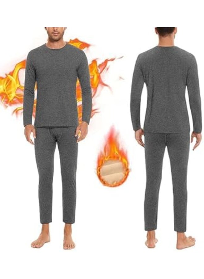 TIKNAL Men’s Thermal Underwear Fleece-Lined Soft Base Layer with Cashmere-Like Feel for Winter Gray - Image 1