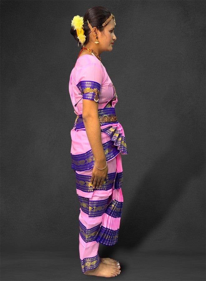 TWINKLE TOTS TwinkleTots Readymade Silk Bharatanatyam Dance Dress for Girls | Fancy Dress/Costume Competitions/School Events/Annual Functions Pink - Image 5