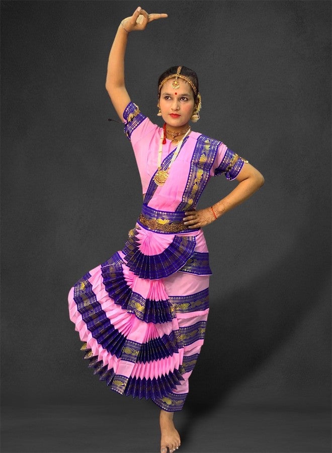TWINKLE TOTS TwinkleTots Readymade Silk Bharatanatyam Dance Dress for Girls | Fancy Dress/Costume Competitions/School Events/Annual Functions Pink - Image 2