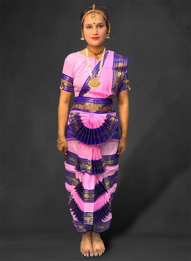 TWINKLE TOTS TwinkleTots Readymade Silk Bharatanatyam Dance Dress for Girls | Fancy Dress/Costume Competitions/School Events/Annual Functions Pink - Image 3