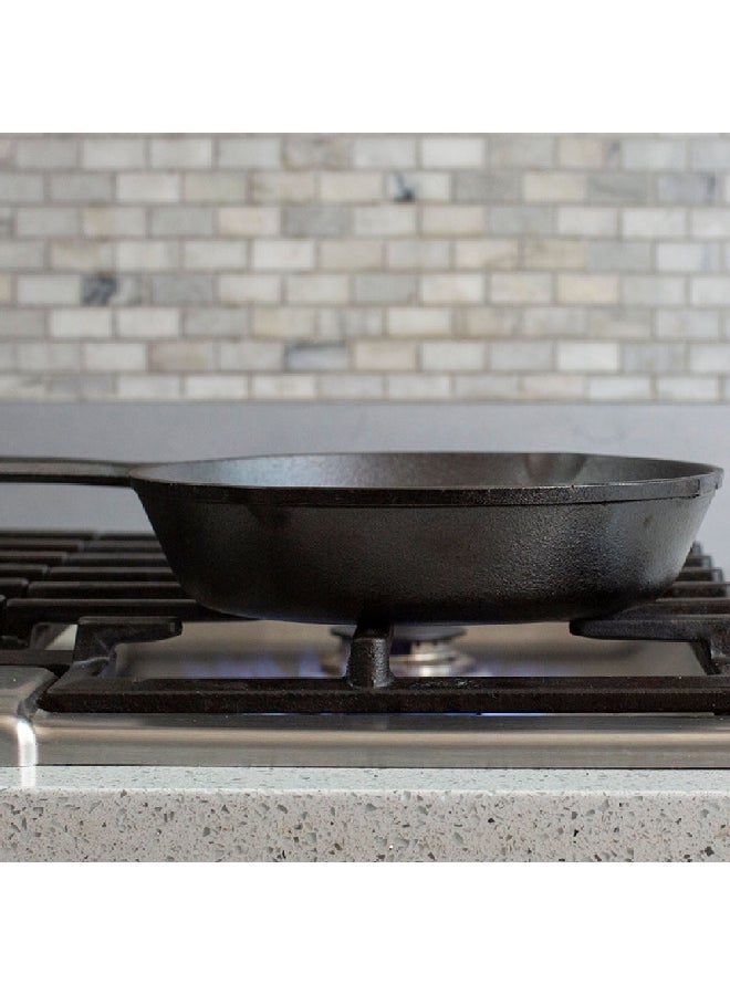 مقلاة حديد زهر سوداء معدة مسبقاً 20x31x4 سم توزيع حراري متساو متوافقة مع الفرن الموقد الشواية نار المخيم أواني الطهي - Image 5