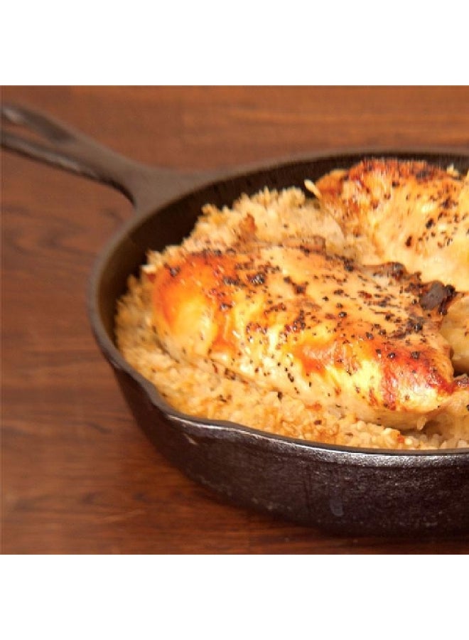 مقلاة حديد زهر سوداء معدة مسبقاً 20x31x4 سم توزيع حراري متساو متوافقة مع الفرن الموقد الشواية نار المخيم أواني الطهي - Image 3