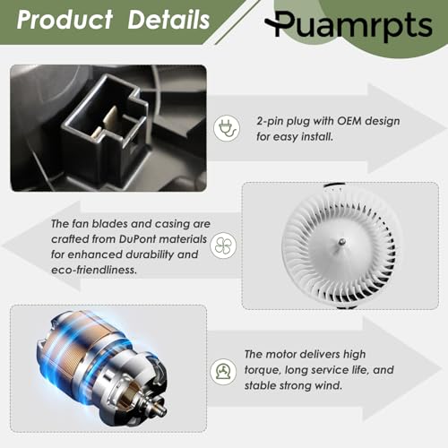 PUAMRPTS Front AC Heater Blower Motor - Compatible with Honda, Dodge, Ford Vehicles - Accord 2008-2012, Avenger 2008-2014, Edge 2007-2023 - Replace# 79310-TA0-A01, 700203, PM9313 - Image 4