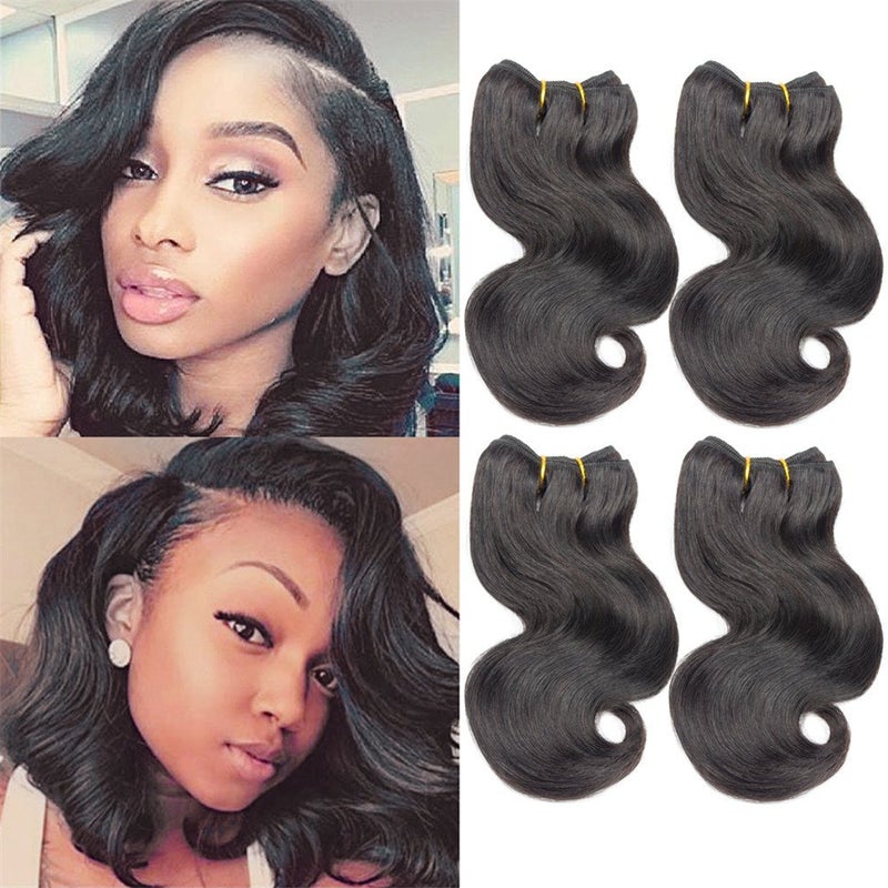 4Bundles Brazilian Body Wave Virgin Hair Extension Human Hair Bundles 8Short Virgin Brazilian Hair Weaves 50GPcs Human Hair Extensions Natural color 8x4 BODY Natural