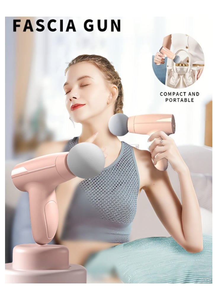 Healife Pink Mini Fascia Gun Body Massager Gun, Impact Muscle Electric Stimulator of Vibration Adjustment for Deep Tissue Muscle Massage, Ultra-quiet Portable Electric Handheld Body Massager for Body Massage Tool  - Image 1