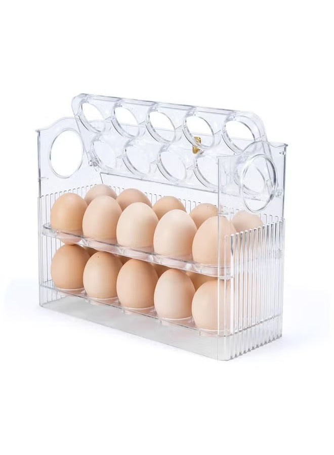 Arabest Flippable Egg Fridge Organizer for Refrigerator Door, 30-Egg Capacity, Clear Egg Saver for Fridge, 3-Layer Egg Storage Container for Refrigerator with Freshness Tracker - Image 1