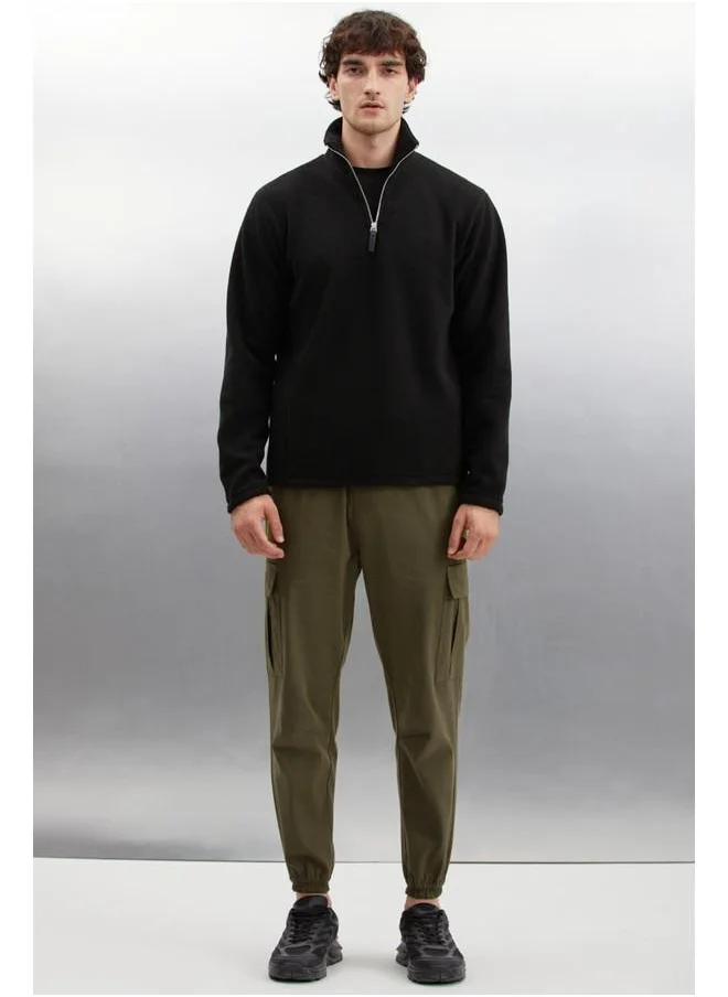 GRIMELANGE Grimelange Cargo Men's Woven Cargo Pocket Elastic Waist & Hem Khaki Pants