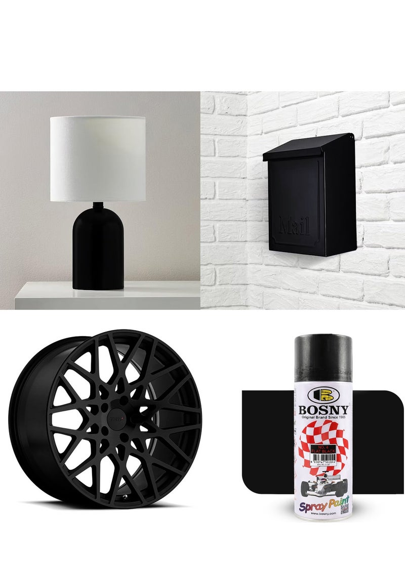 Bosny Combo 5 Pcs BOSNY No.39 Black Spray Paint – Multi-Surface Aerosol Paint for Metal, Wood, Wall, Glass & Automotive Touch-Up | Quick Dry, High Gloss Finish, Long Lasting DIY & Industrial Spray Paint - Image 2
