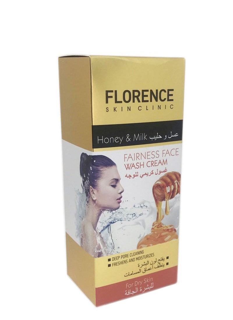 Florence Skin Clinic Face Wash Cream for Deep Cleaning and Freshness with Honey/Milk Extract 