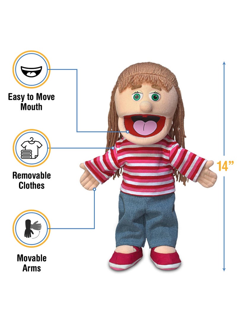 Silly Puppets 14" Emily, Peach Girl, Hand Puppet  - Image 3