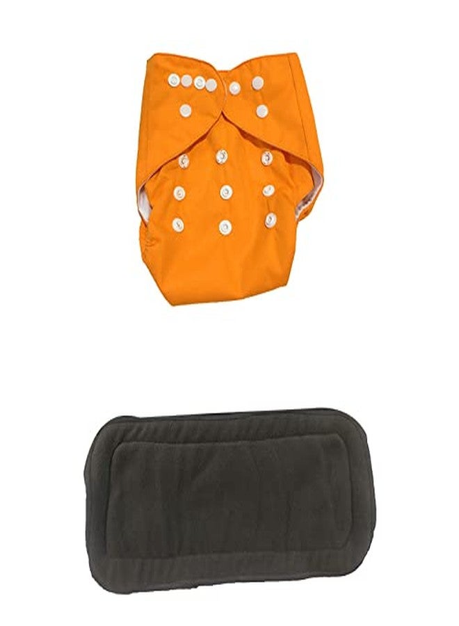 Crawl'in Combo of Reusable Baby Washable Cloth Diaper Nappies with 5 Layered Baby Insert Pads (Set of 1) (Orange) (Assorted Colours) - Image 1