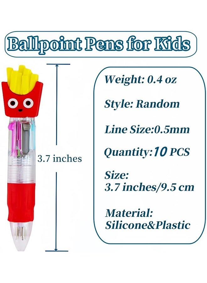 A set of 10 mini multicolored pens, 4-in-1 cute pens, suitable for children's parties, birthday party gifts, teacher's school stationery supplies (style random) - Image 2