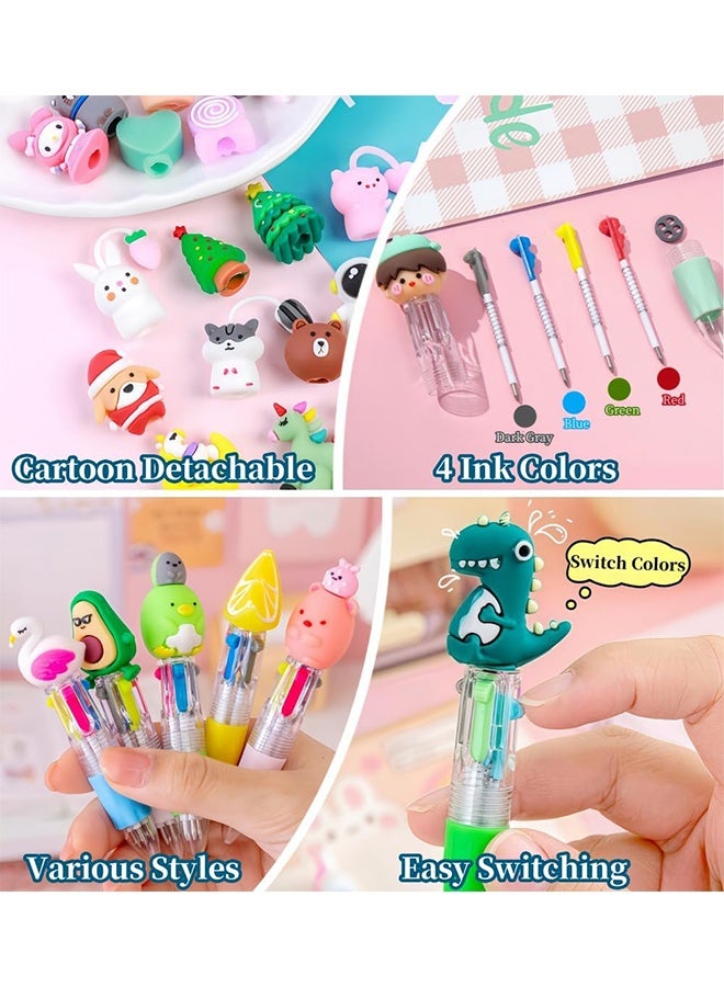 A set of 10 mini multicolored pens, 4-in-1 cute pens, suitable for children's parties, birthday party gifts, teacher's school stationery supplies (style random) - Image 3