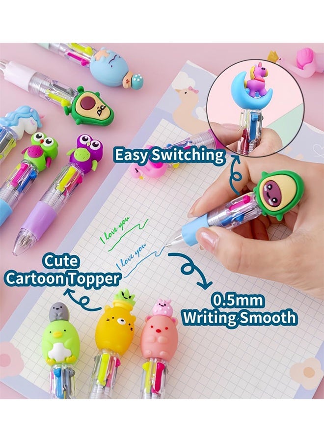 A set of 10 mini multicolored pens, 4-in-1 cute pens, suitable for children's parties, birthday party gifts, teacher's school stationery supplies (style random) - Image 4