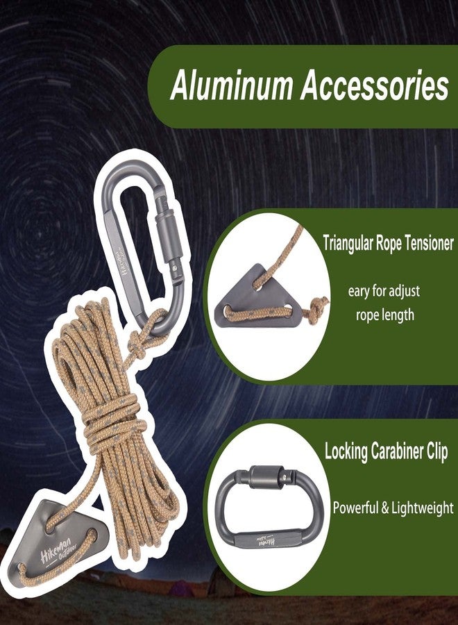 Hikeman 4 Pack Camping Rope with Locking Carabiner Clip,4mm Reflective Guy Lines with Triangular Guyline Adjuster Tensioner,Nylon Cord for Tent Tarp Tie Down,Hiking,Backpacking (White) - Image 3