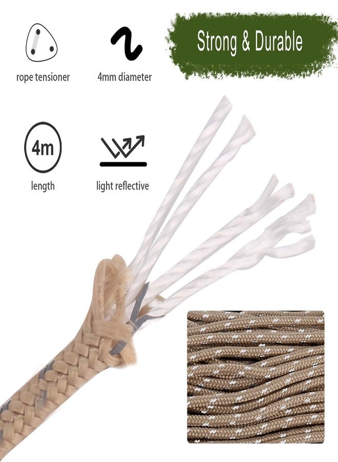 Hikeman 4 Pack Camping Rope with Locking Carabiner Clip,4mm Reflective Guy Lines with Triangular Guyline Adjuster Tensioner,Nylon Cord for Tent Tarp Tie Down,Hiking,Backpacking (White) - Image 2