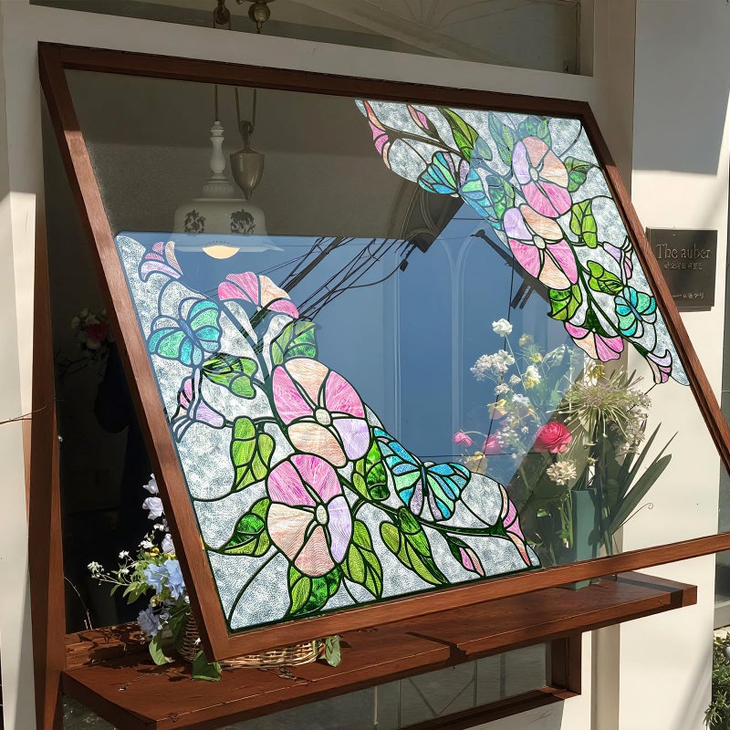 ADD.HERES Window Stickers, â€ŒStained Glass Window Privacy Film, Static Cling Window Filmï¼ŒUV Blocking Static Cling for Home Kitchen Office Bathroomï¼ˆMorning Glory, 16.9" X 16.9"ï¼‰ - Image 2