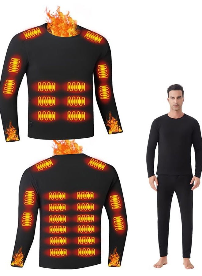 DIMHLCDZA Men Women 26-Zone Heated top & 16-Zone Heated Pants Suitable for Winter Outdoor Skiing Motorcycles & S/4XL, Men Black 26-zone Heated Tops, M - Image 1