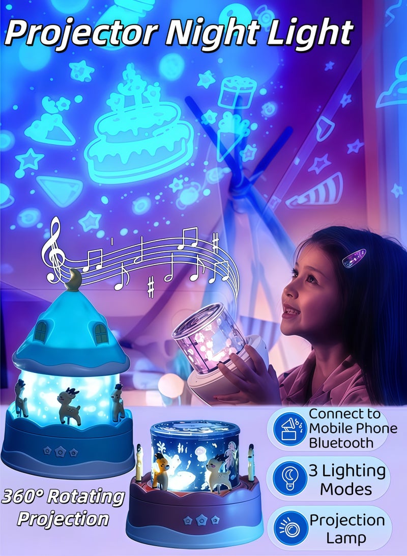 XiuWoo Star Projector Night Light, Kids Night Light Projector,3 in 1 Projector Night Light, USB Rechargeable Night Lamp 360°Rotatable Baby Sleep Light, Laser Sky Light Projector Lamp,with Bluetooth Speaker for Kids, Adults, Game Rooms, Stage, Wedding Birthday Party, Room Decoration(Pink) - Image 1