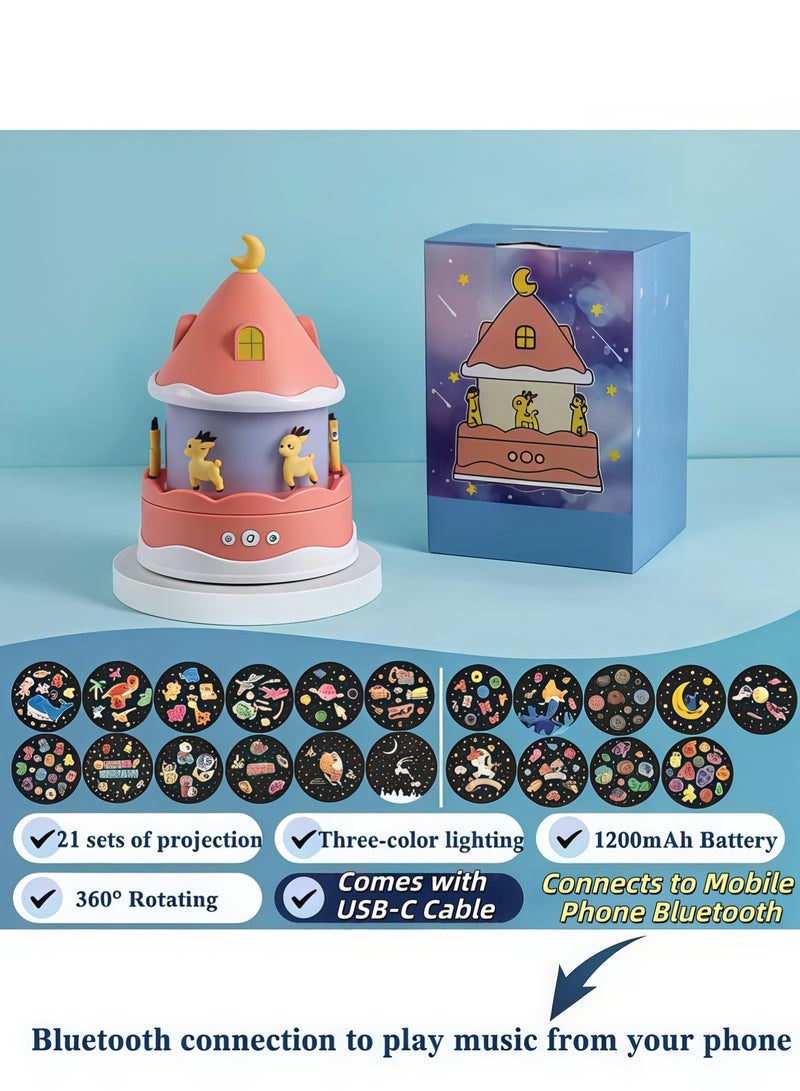 XiuWoo Star Projector Night Light, Kids Night Light Projector,3 in 1 Projector Night Light, USB Rechargeable Night Lamp 360°Rotatable Baby Sleep Light, Laser Sky Light Projector Lamp,with Bluetooth Speaker for Kids, Adults, Game Rooms, Stage, Wedding Birthday Party, Room Decoration(Pink) - Image 3