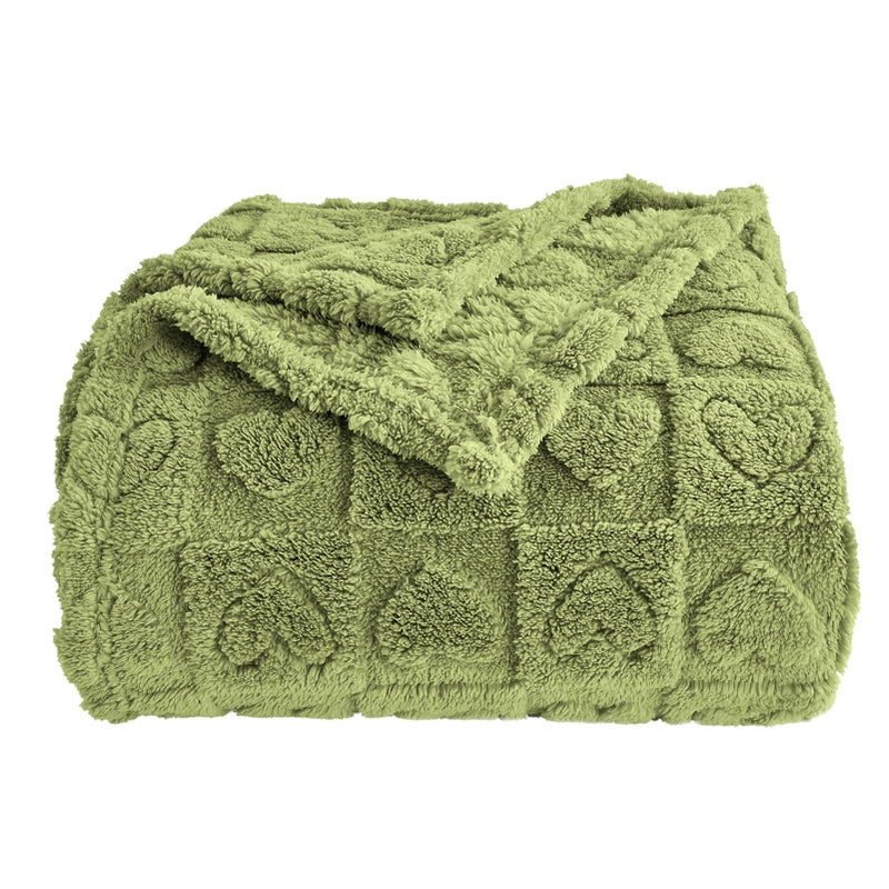 GIOKARNNA Heart Checkered Throw Blankets  for Love Mother Friends Pets 280 GSM Super Soft Warm Lightweight Fluffy Bed Blanket for Women Anniversaries(Sage Green 50""x60"") - Image 1