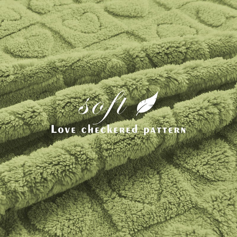 GIOKARNNA Heart Checkered Throw Blankets  for Love Mother Friends Pets 280 GSM Super Soft Warm Lightweight Fluffy Bed Blanket for Women Anniversaries(Sage Green 50""x60"") - Image 5