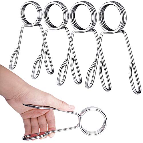 Sumind 4 Pieces 2 Inch Dumbbell Spring Collars Barbell Clamps Locking Collars Clips for Weightlifting Exercise Fitness Training Supplies (Silver) - Image 1