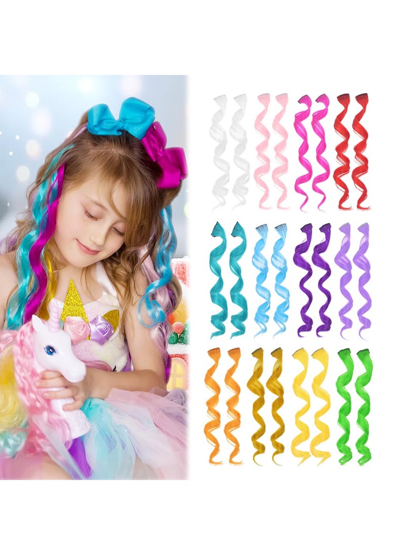 Dreamlover Dreamlover Colored Hair Extensions for Kids Hair Accessories for Girls Crazy Hair Day Accessories 24 Pieces 