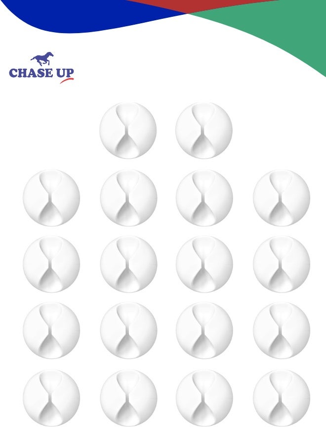 Chase Up 18 Pack Mini Cable Clips, Cord Organizer Holder Adhesive Cord Management Charger Wire Holder Clips for Desk, Home, Office, Car, Cubicle, Nightstand - White - Image 1